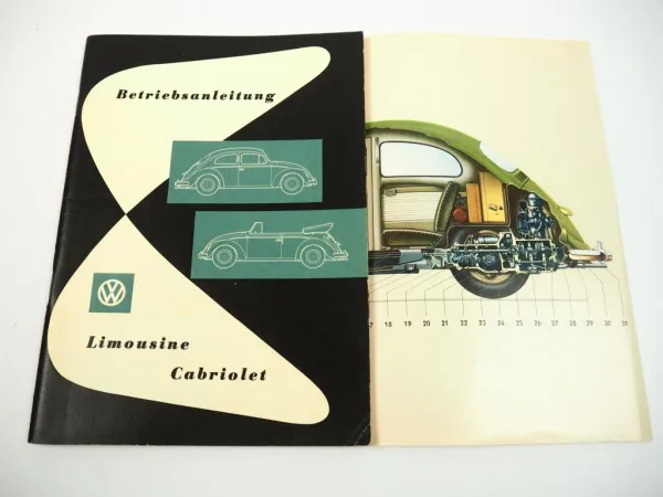 orig VW Käfer 30 PS Limousine Cabriolet Cabrio Betriebsanleitung August 1959