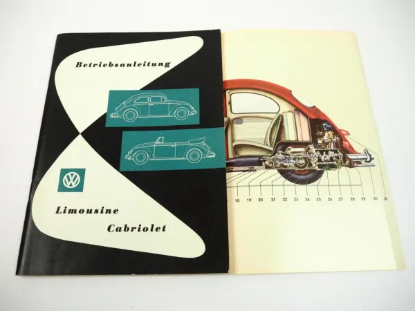 orig VW Käfer Limousine Cabriolet Cabrio Betriebsanleitung August 1960