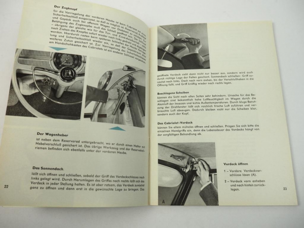 orig VW Käfer Limousine Cabriolet Cabrio Betriebsanleitung August 1960