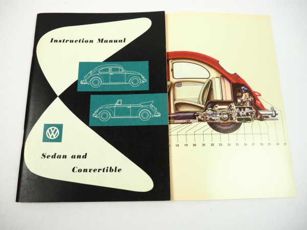 orig VW Käfer Sedan Convertible Instruction Manual Edition August 1960