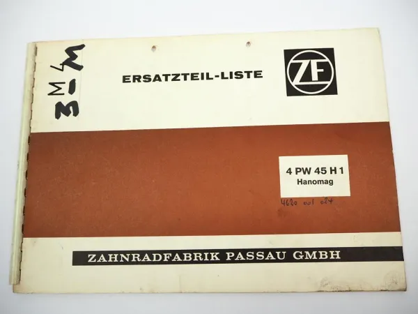 Orig. ZF 4 PW 45 H1 Viergang Planetenwendegetriebe Ersatzteilliste Hanomag 10/69