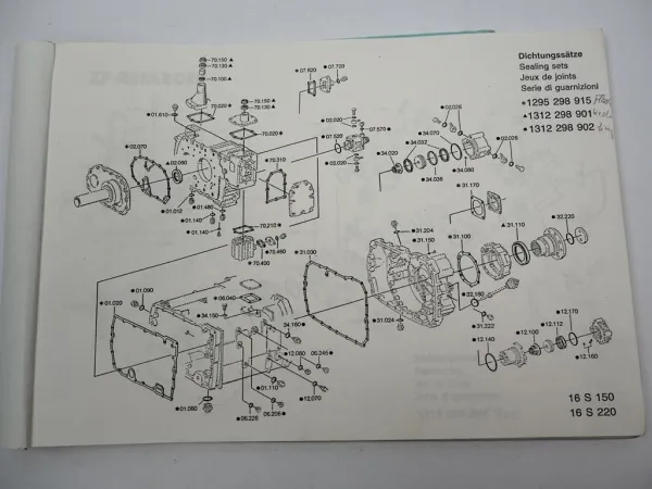 Orig. ZF Ecosplit 16 S 150 Getriebe Ersatzteilliste MAN Spare Parts List 01/91