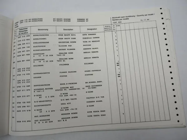 Orig. ZF Ecosplit 16 S 190/1 Getriebe Ersatzteilliste IVECO Parts List 11/1990