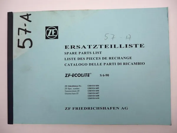 Orig. ZF S 6-90 Ecolite Getriebe Ersatzteilliste DAF SB 2305 Bus Parts List 2/92
