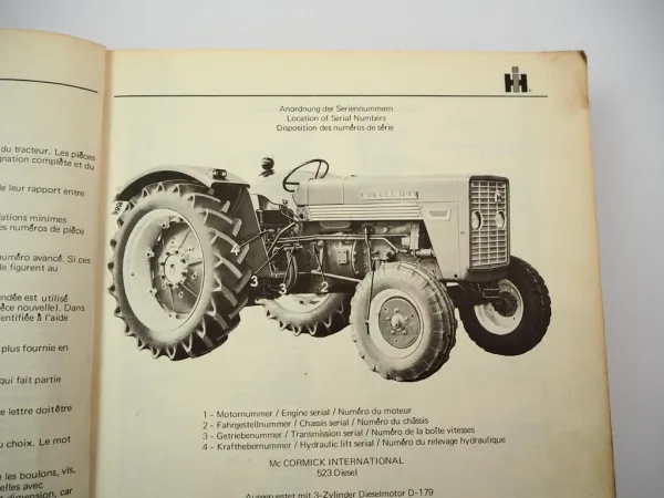 Original IHC 523 624 724 Dieselschlepper Ersatzteilliste Spare Parts List 1969