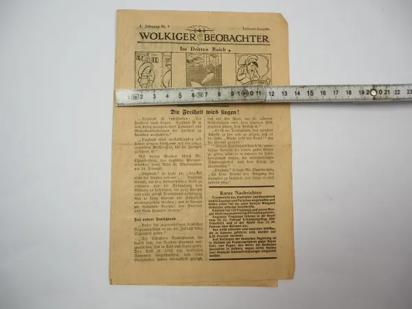 Original Alliierten Flugblatt Wolkiger Beobachter Luftpost Ausgabe England USA