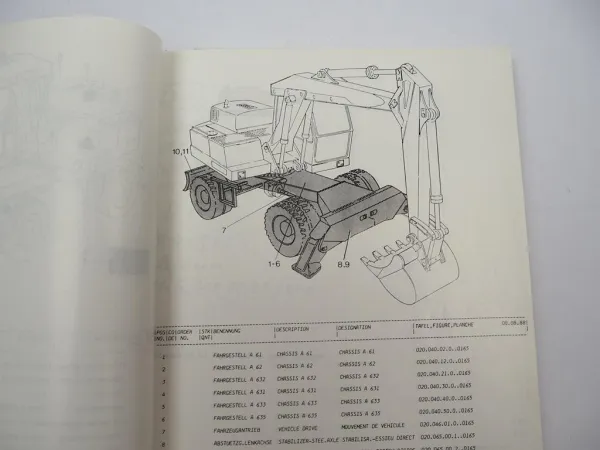 Original Atlas 1604M Bagger Ersatzteilliste Parts List Schaltplan 1988