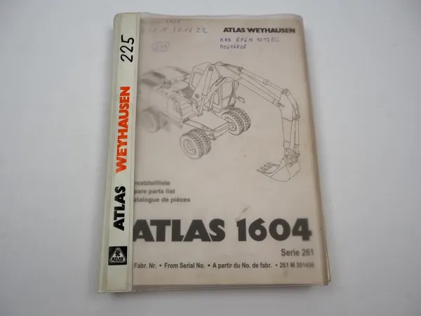 Original Atlas 1604M Serie 261 Bagger Ersatzteilliste Parts List 2000