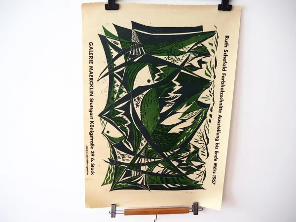 Original Ausstellung Plakat Ruth Schefold Galerie Maercklin Stuttgart 1967