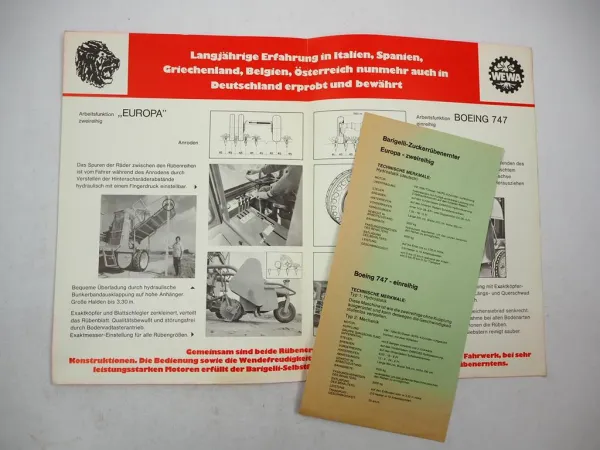 Original Barigelli Boeing 747 I Rübenernter Ersatzteilliste Prospekt ca. 1980er