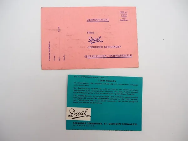 Original Bedienungsanleitung Dual Rasierapparat Steidinger St. Georgen 1970er J.