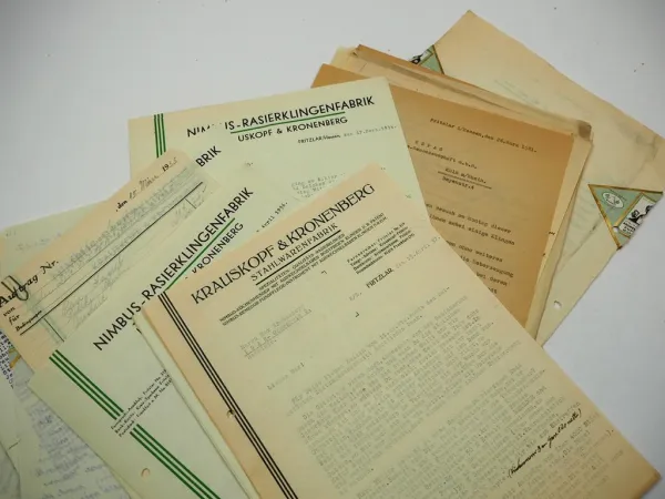 Original Belege Briefwechsel Firma Emil Kronenberg Stahlwaren Solingen 1920/30er