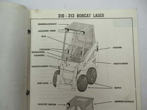 Original Bobcat 310 313 Lader Betriebsanleitung Bedienung Wartung