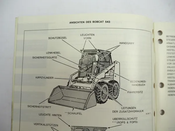 Original Bobcat 543 Radlader Betriebsanleitung Bedienung Wartung 1983