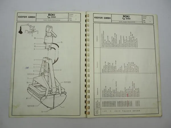 Original Boki 2050 Kompaktbagger Ersatzteilliste Parts List 1995 Kiefer GmbH