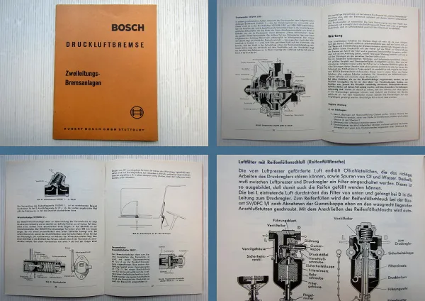 Original Bosch Druckluftbremse Zweileitungsbremsanlagen Handbuch 1962