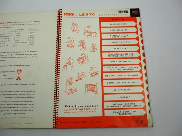 Original Bosch Universal Elektrowerkzeuge Katalog Preisliste 1959