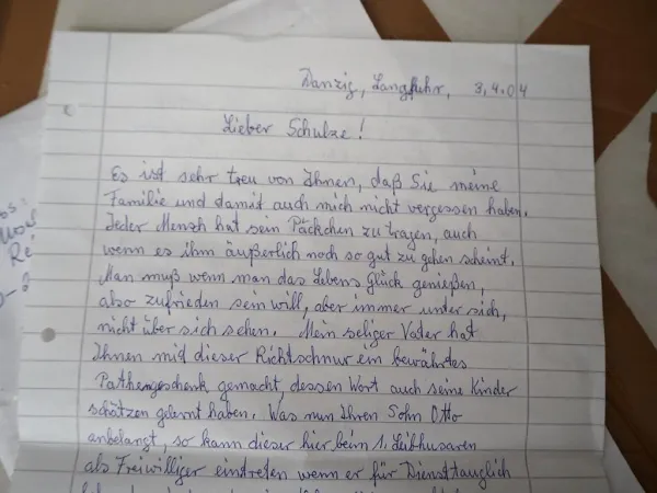 Original Brief mit Unterschrift von Mackensen Husar Danzig Langfuhr 1904