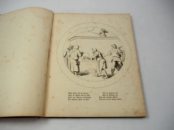 Original Buch mit 40 Holzschnitten Schillers Lied von der Glocke 1855 Reher