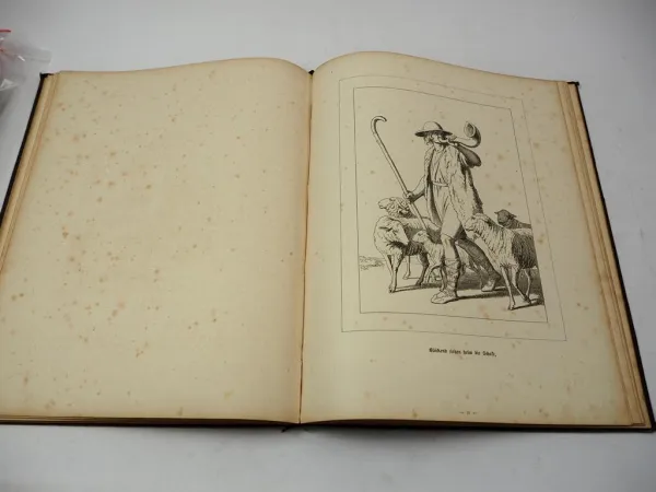 Original Buch mit 40 Holzschnitten Schillers Lied von der Glocke 1855 Reher