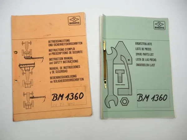 Original Busatis BM1360 Frontmähwerk Betriebsanleitung Ersatzteilliste 1987