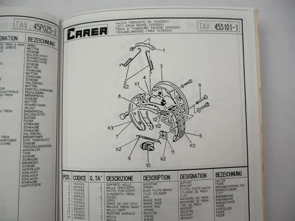 Original Carer C 13 16 18 20 25 Serie 48V Stapler Ersatzteiliste Parts List 1994