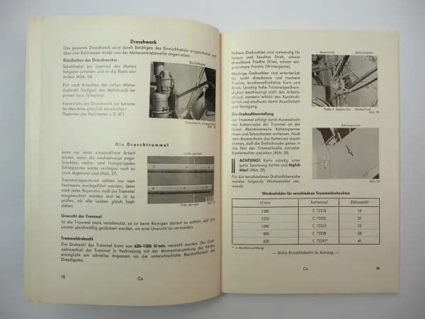 Original Claas Columbus Mähdrescher Betriebsanleitung Bedienung Wartung 1965