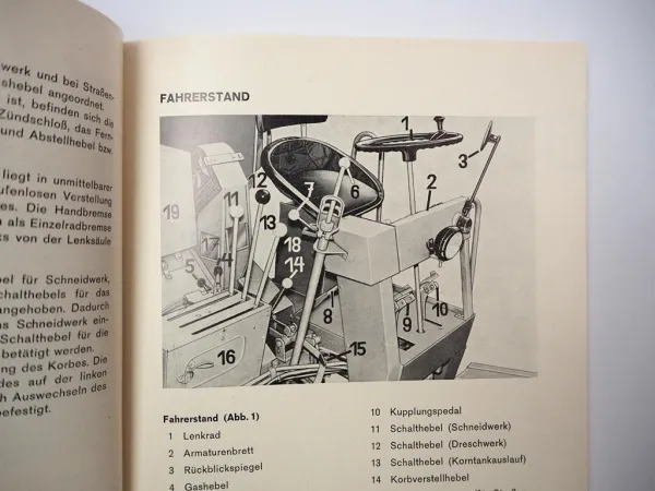 Original Claas Cosmos Mähdrescher Betriebsanleitung Bedienung Wartung 1968