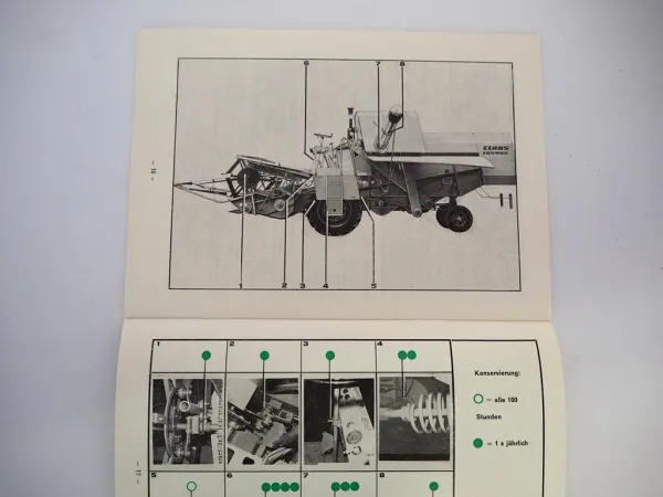 Original Claas Cosmos Mähdrescher Betriebsanleitung Bedienung Wartung 1968