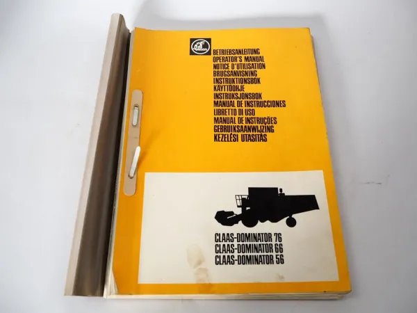 Original Claas Dominator 76 66 56 Combine Harvester Operators Manual 1981