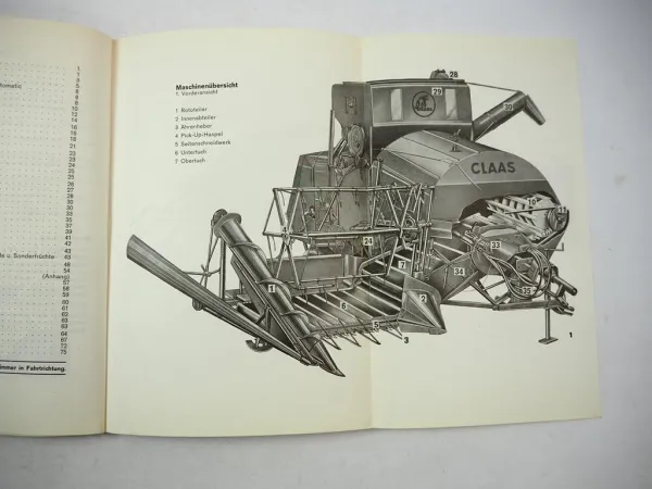 Original Claas Junior Automatic Mähdrescher Betriebsanleitung Wartung 1966