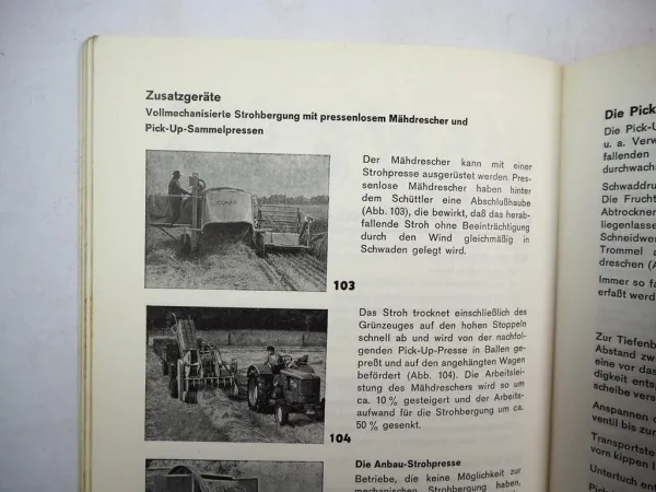 Original Claas Junior Automatic Mähdrescher Betriebsanleitung Wartung 1966