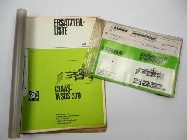 Original Claas WSDS370 Wirbelschwader Ersatzteilliste Parts List Scheckheft 1977