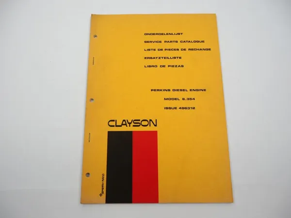 Original Clayson Perkins 6.354 Dieselmotor Ersatzteilliste Parts List 1970