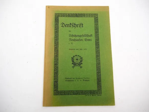 Original Denkschrift der Schützengesellschaft Neuhausen Erms Metzingen ca. 1933