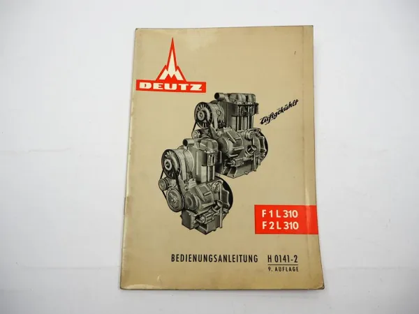 Original Deutz F1L F2L 310 Motor Betriebsanleitung Bedienung Wartung 8/1966