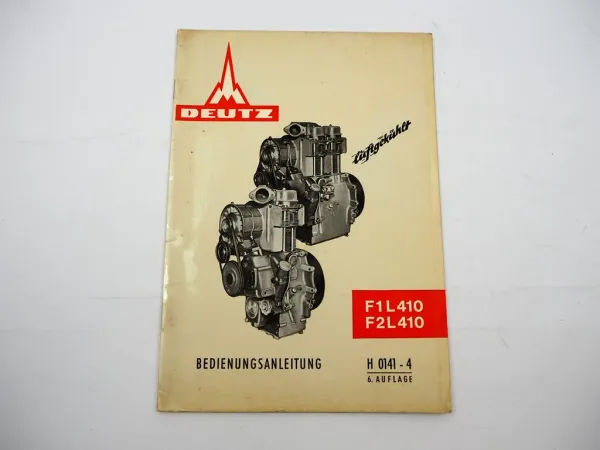 Original Deutz F1L F2L 410 Motor Betriebsanleitung Bedienung Wartung 1969