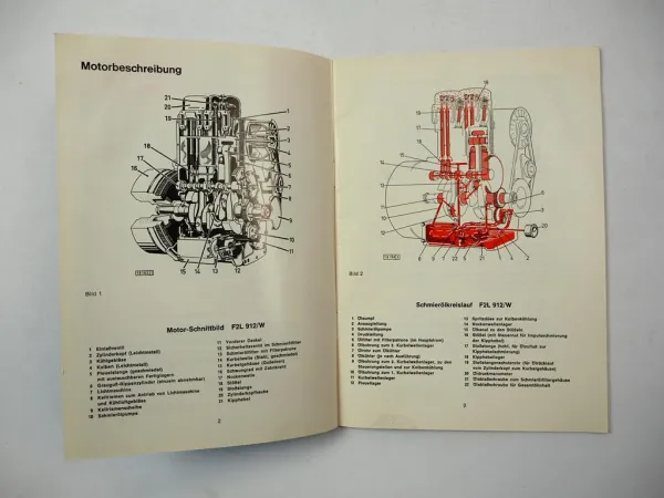 Original Deutz F2L 912 912W Dieselmotor Betriebsanleitung Ersatzteilliste 1977