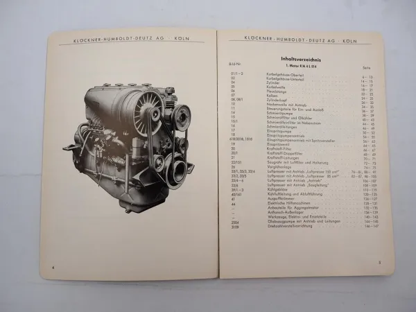 Original Deutz F4L A4L 514 Dieselmotor luftgekühlt Ersatzteilliste 1963