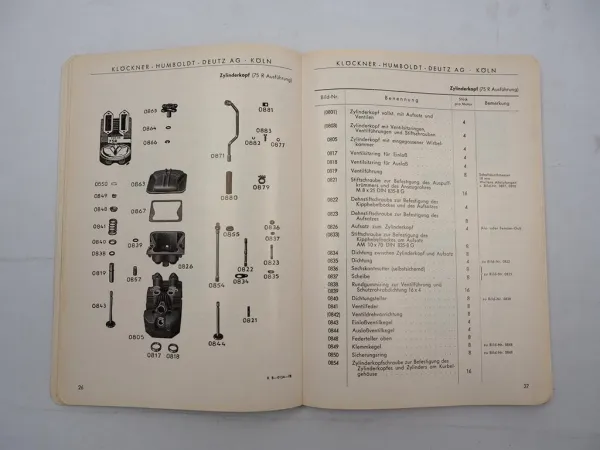 Original Deutz F4L A4L 514 Dieselmotor luftgekühlt Ersatzteilliste 1963