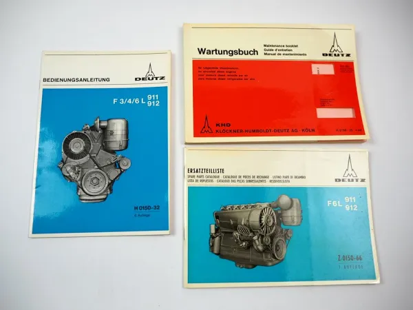 Original Deutz F6L 912 Motor Betriebsanleitung Ersatzteilliste Wartungsbuch 1970