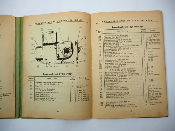 Original Deutz MAH 914 916 Dieselmotor Betriebsanleitung Ersatzteilliste 1950