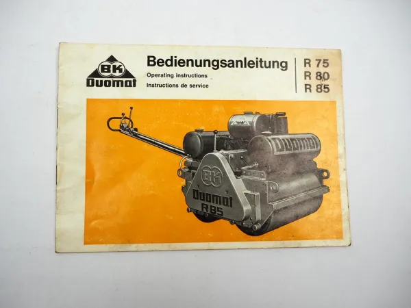 Original Duomat R 75 80 85 Tandem Vibrationswalze Betriebsanleitung Wartung