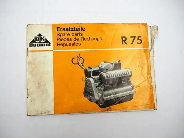 Original Duomat R75 Tandem Vibrationswalze Ersatzteilliste Spare Parts List 1975