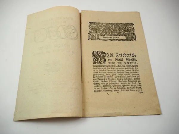 Original Edict wegen des Schiessens in Städten und Dörfern 1775 König Friedrich