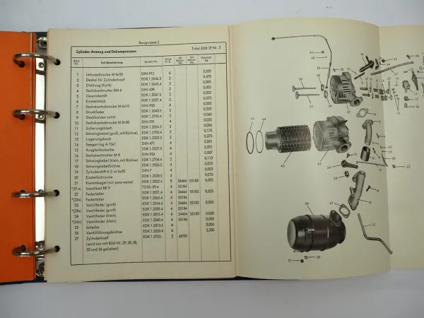 Original Eicher G200 Geräteträger mit EDK2f Motor Ersatzteilliste 1962