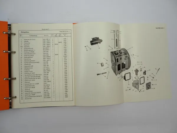 Original Eicher G280 Geräteträger mit EDK2d Motor Ersatzteilliste 1962