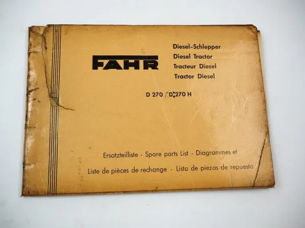 Original Ersatzteilliste Fahr D270 D270H Dieselschlepper 1955 Spare Parts List