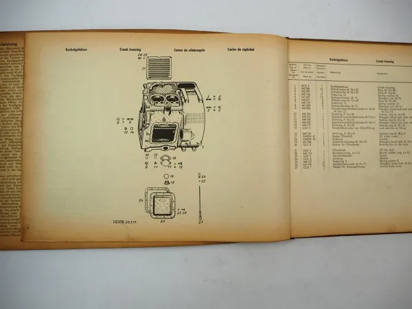 Original Fahr D130 A AH Dieselschlepper mit Motor Güldner 2LD Ersatzteilliste 1957