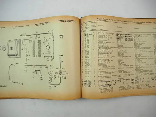 Original Fahr D180H Dieselschlepper mit Motor AKD112Z Ersatzteilliste 1955